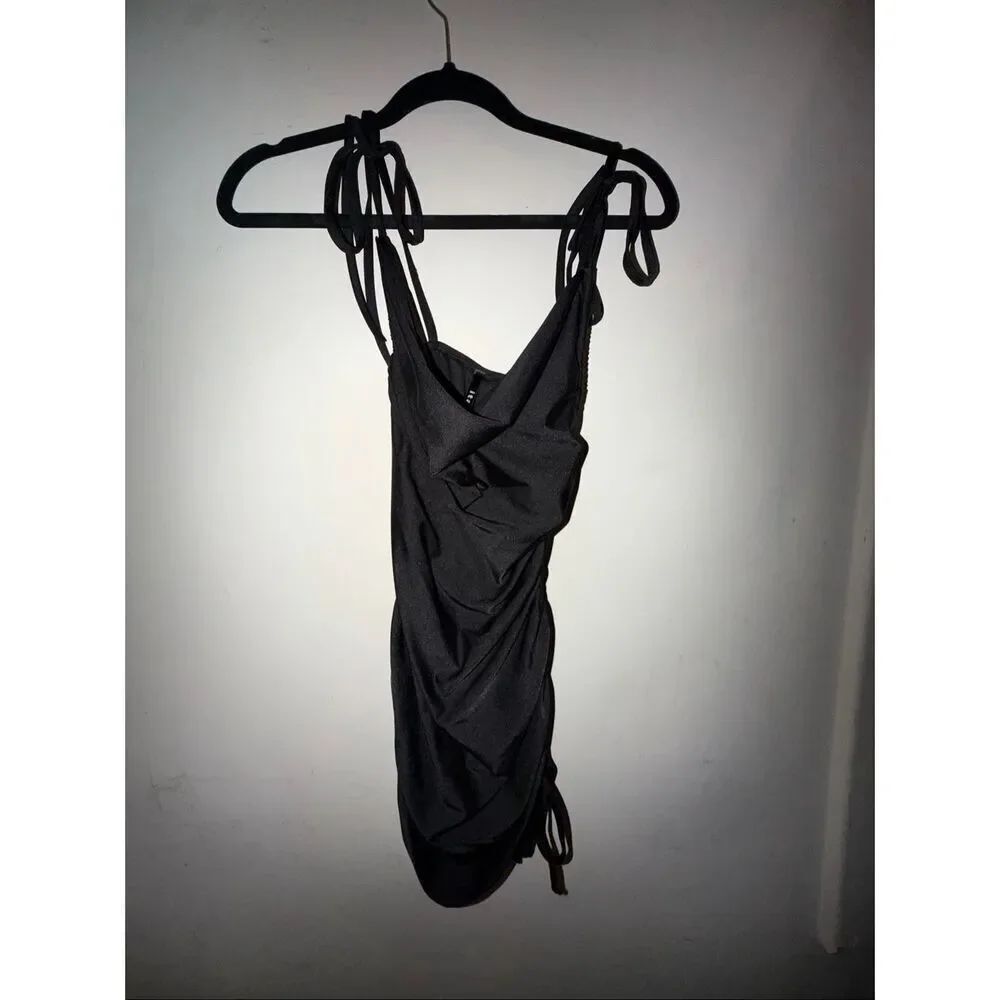 Black shiny mini dress XS